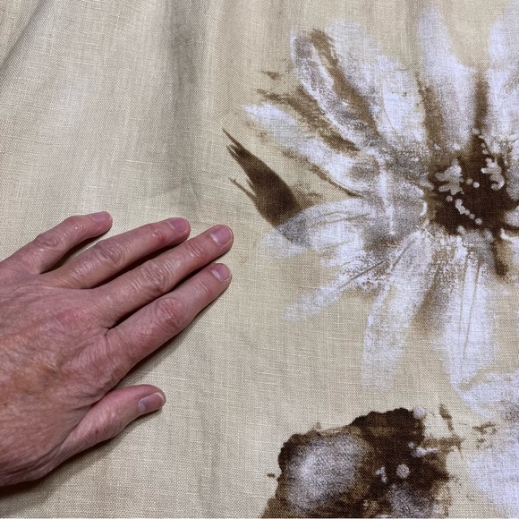 J Jill Floral Linen Cream Brown Ruffle Skirt Sz S - Picture 13 of 16